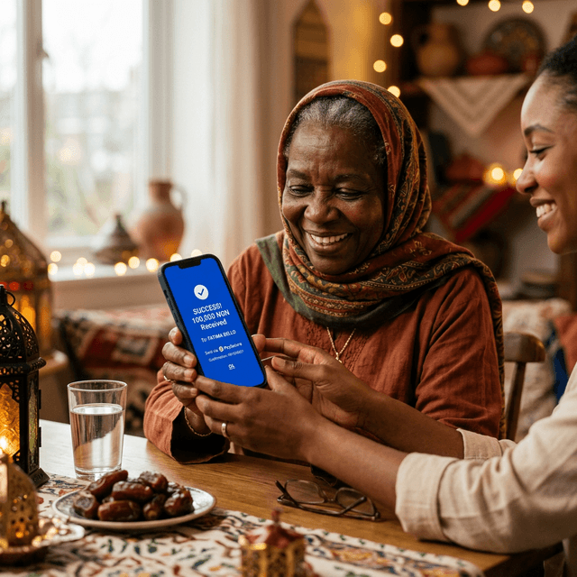 Elder African parent receiving support on smartphone