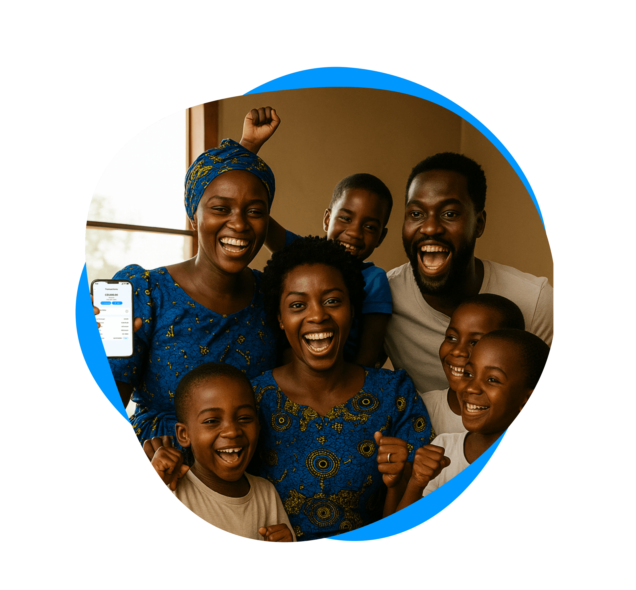 Joyful family celebrating with payments